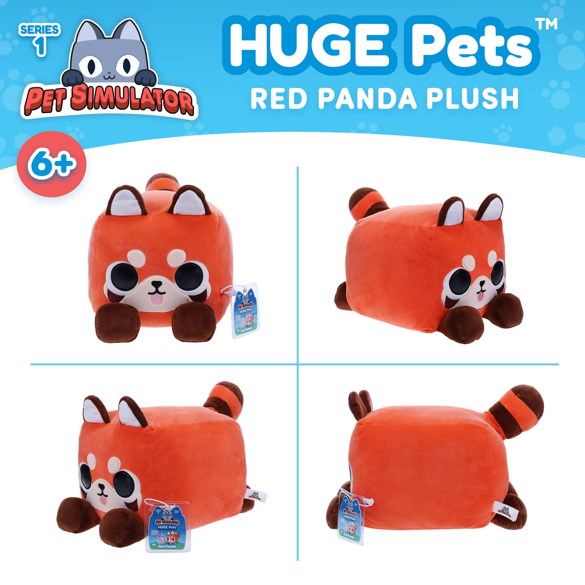 PET SIMULATOR - Red Panda HUGE Pet Plush (8.5" Tall, Series 1) [Includes DLC]