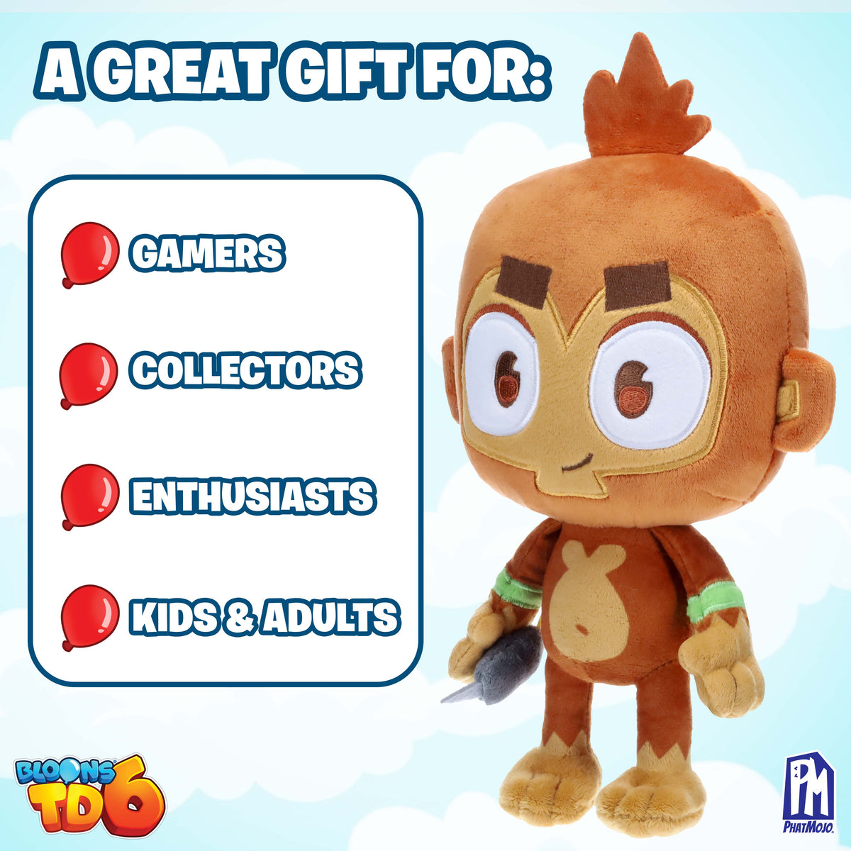 BLOONS - Dart Monkey Deluxe Plush (9.5" Tall, Series 1) [Includes DLC]